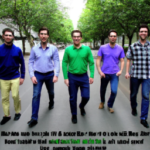 Group of men walking on the road full of trees